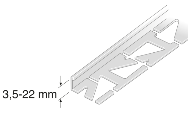 Flislist rett vinkel bøybar, 250 cm 4,5 mm alu