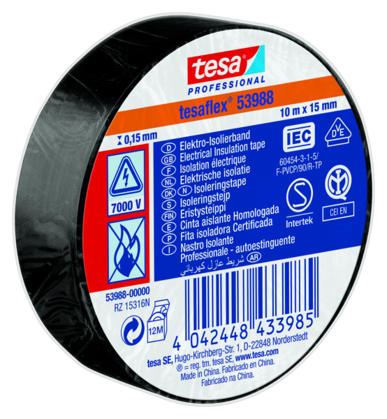 Pvc isolasjonstape 15mm x 10mtr sort