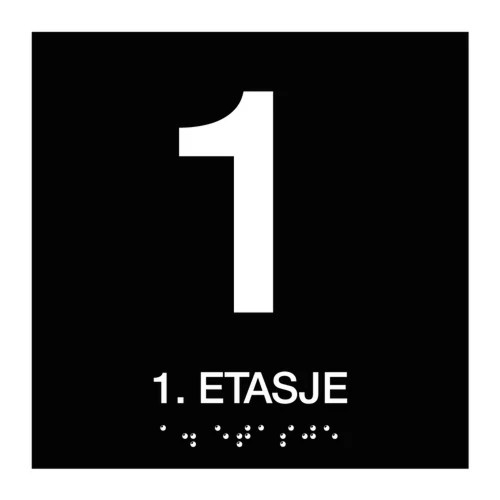 Taktilt etasjeskilt med braille