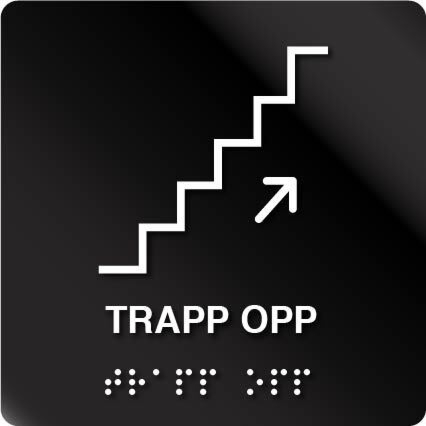 Taktilt Skilt med Braille Trapp Opp 150x150mm